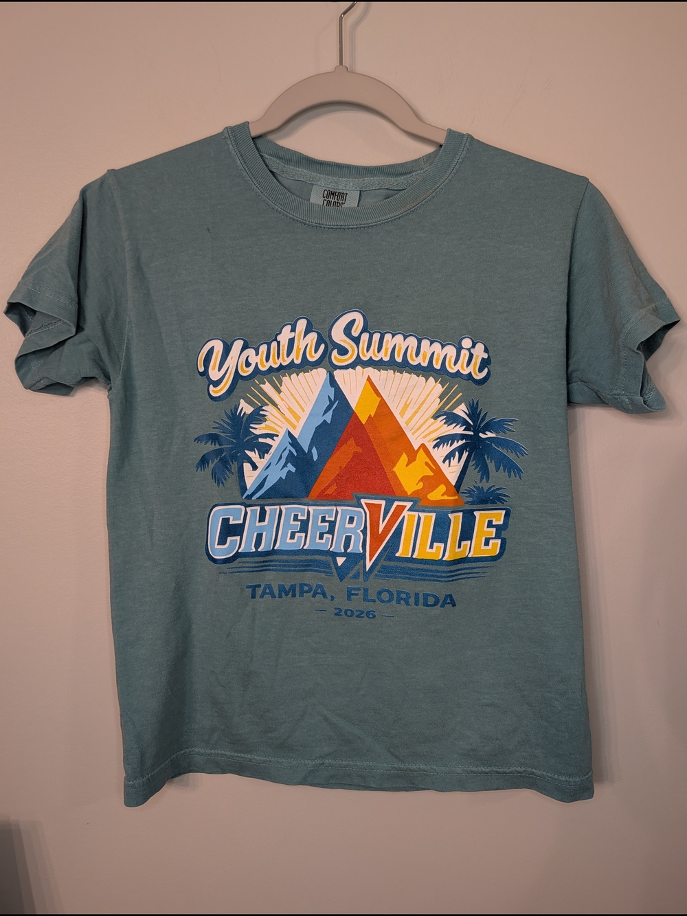 Cheerville Comfort Colors Youth Summit Cheerville Graphic Tee in Teal